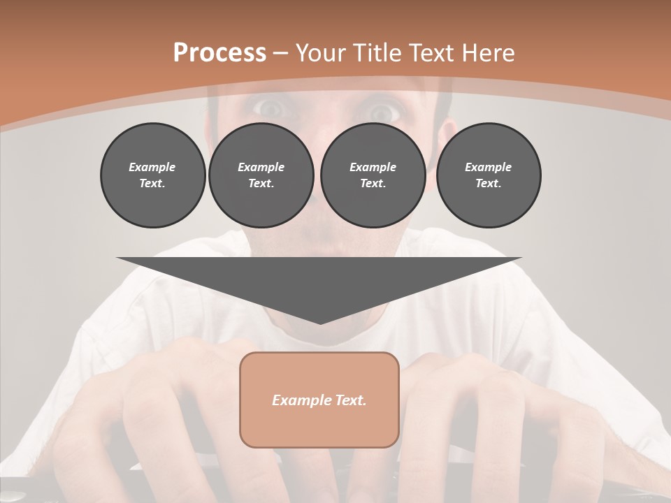 A Man With A Surprised Look On His Face Is Typing On A Keyboard PowerPoint Template