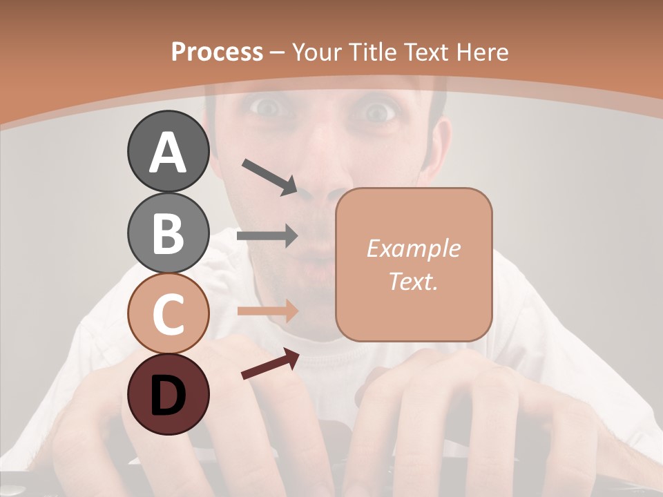 A Man With A Surprised Look On His Face Is Typing On A Keyboard PowerPoint Template