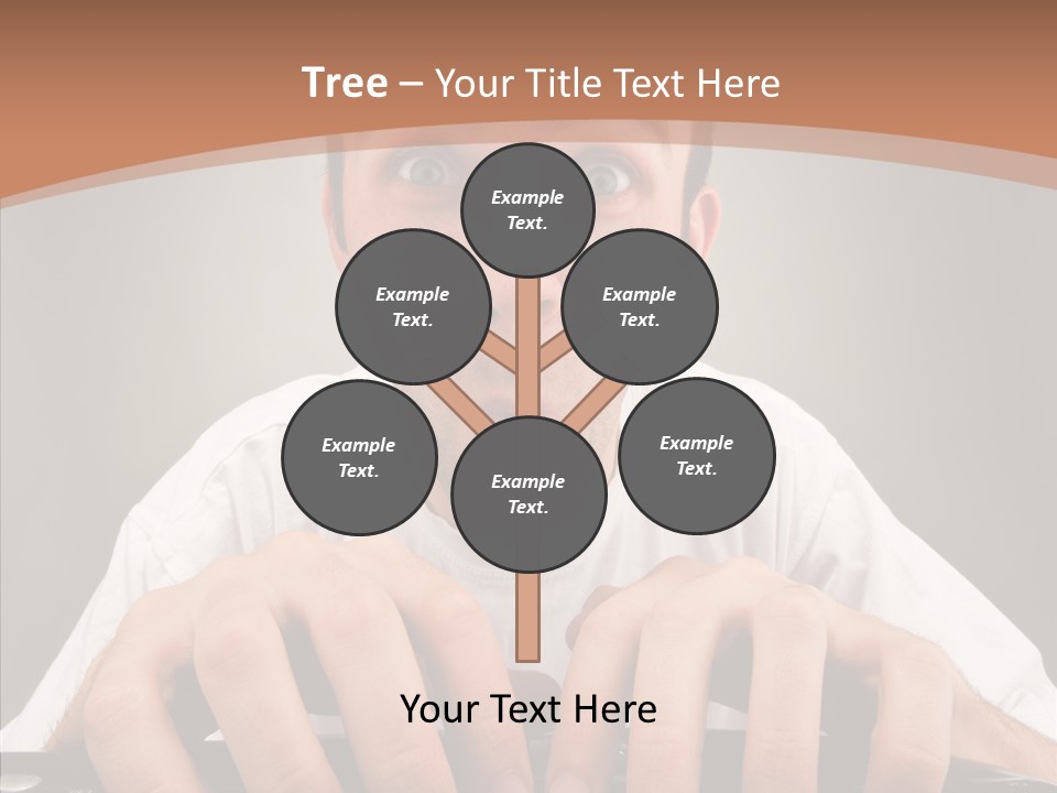 A Man With A Surprised Look On His Face Is Typing On A Keyboard PowerPoint Template