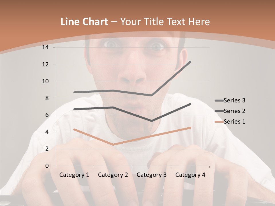 A Man With A Surprised Look On His Face Is Typing On A Keyboard PowerPoint Template
