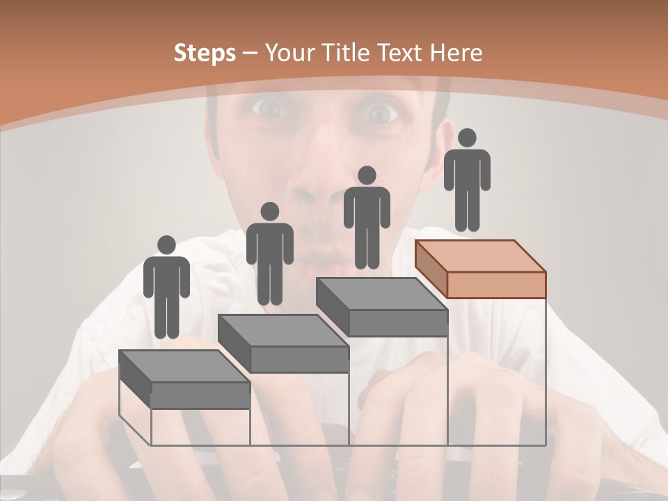 A Man With A Surprised Look On His Face Is Typing On A Keyboard PowerPoint Template