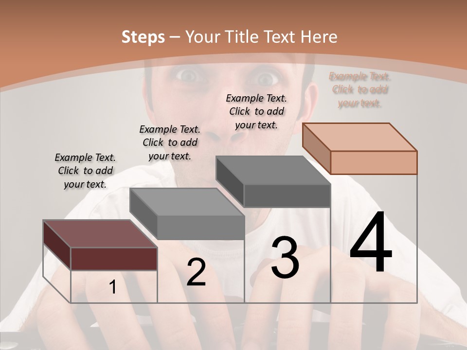 A Man With A Surprised Look On His Face Is Typing On A Keyboard PowerPoint Template