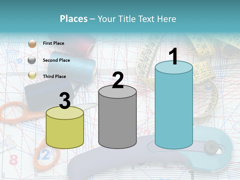 A Pair Of Scissors, A Tape Measure, And A Pair Of Scissors On A PowerPoint Template