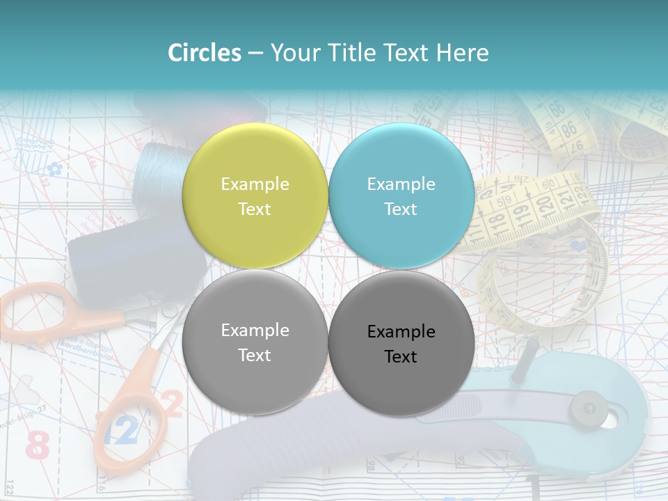 A Pair Of Scissors, A Tape Measure, And A Pair Of Scissors On A PowerPoint Template
