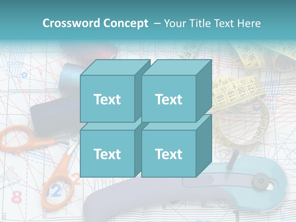 A Pair Of Scissors, A Tape Measure, And A Pair Of Scissors On A PowerPoint Template
