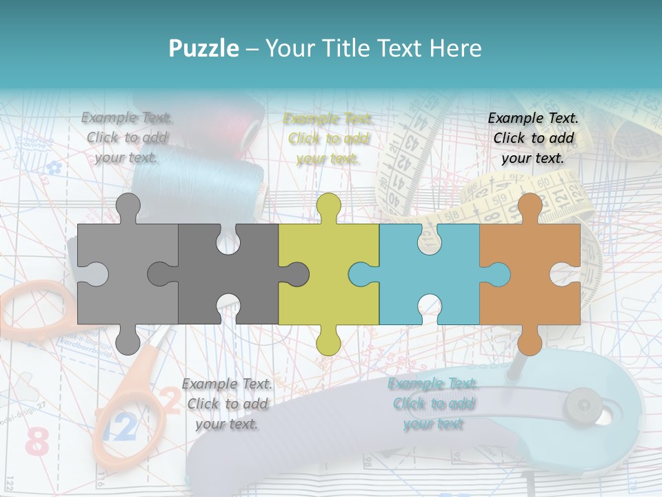 A Pair Of Scissors, A Tape Measure, And A Pair Of Scissors On A PowerPoint Template