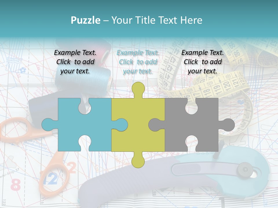 A Pair Of Scissors, A Tape Measure, And A Pair Of Scissors On A PowerPoint Template