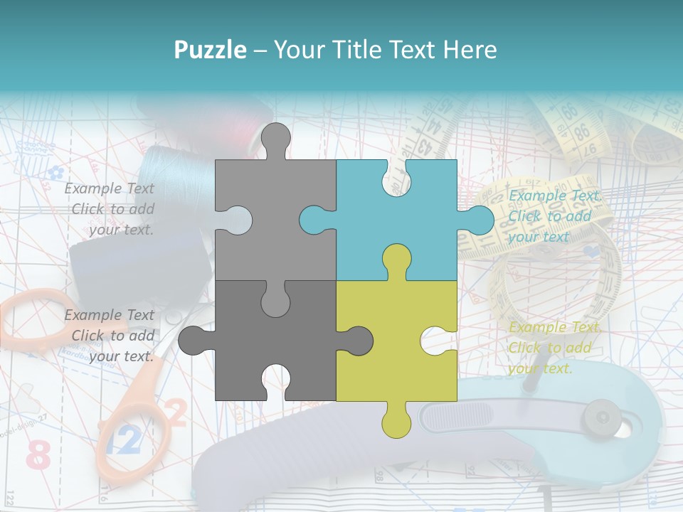 A Pair Of Scissors, A Tape Measure, And A Pair Of Scissors On A PowerPoint Template