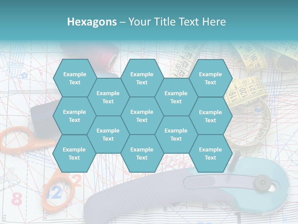 A Pair Of Scissors, A Tape Measure, And A Pair Of Scissors On A PowerPoint Template