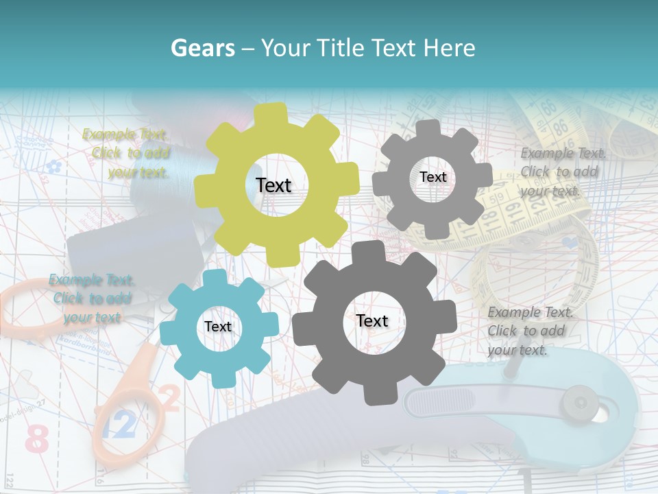 A Pair Of Scissors, A Tape Measure, And A Pair Of Scissors On A PowerPoint Template