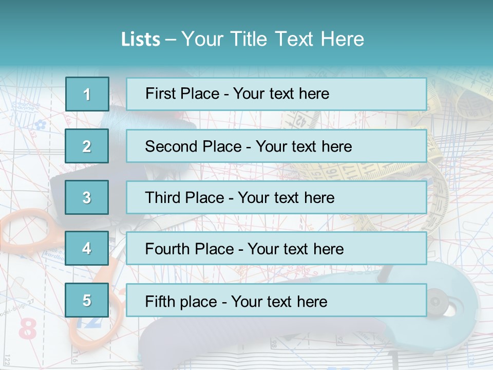 A Pair Of Scissors, A Tape Measure, And A Pair Of Scissors On A PowerPoint Template