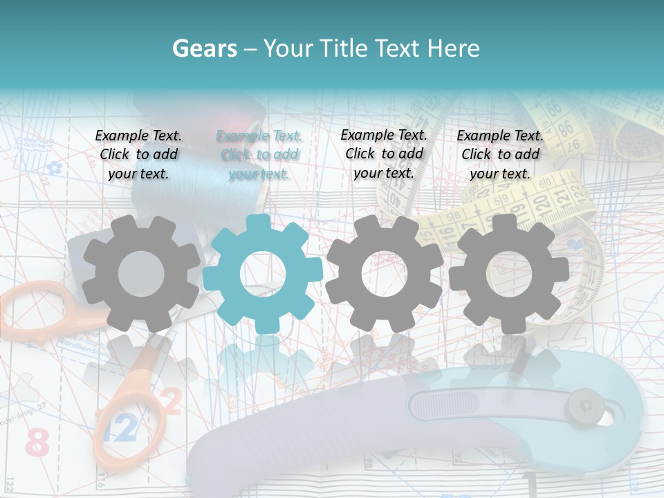 A Pair Of Scissors, A Tape Measure, And A Pair Of Scissors On A PowerPoint Template