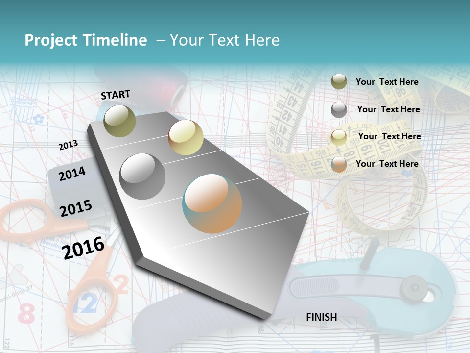 A Pair Of Scissors, A Tape Measure, And A Pair Of Scissors On A PowerPoint Template