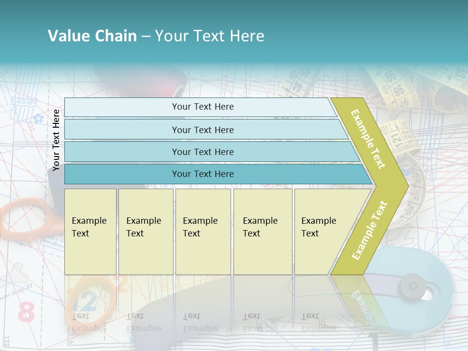 A Pair Of Scissors, A Tape Measure, And A Pair Of Scissors On A PowerPoint Template
