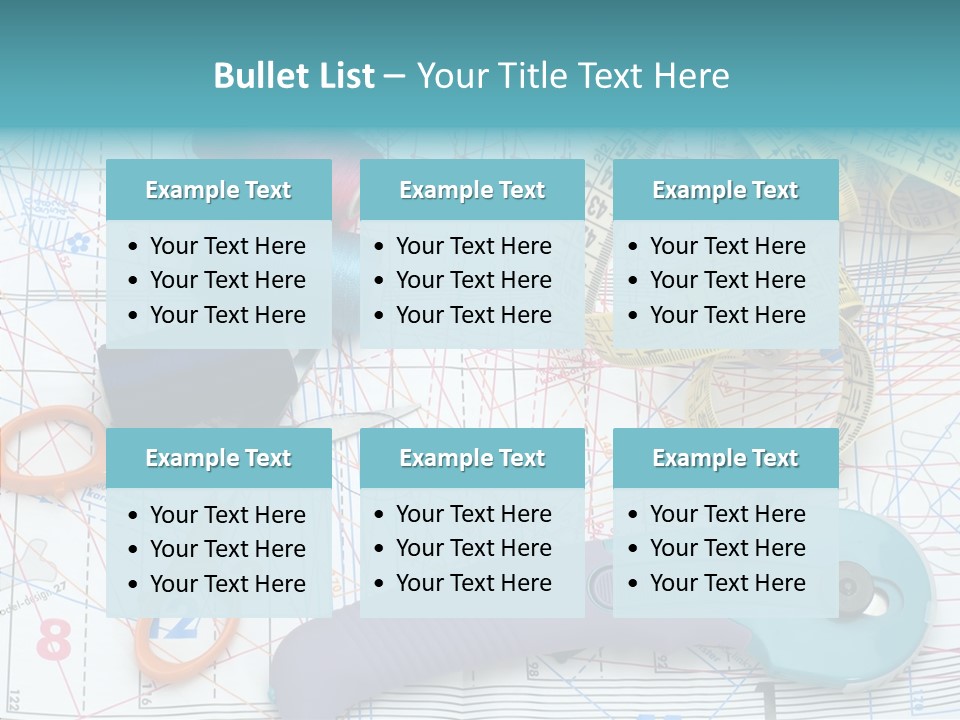 A Pair Of Scissors, A Tape Measure, And A Pair Of Scissors On A PowerPoint Template