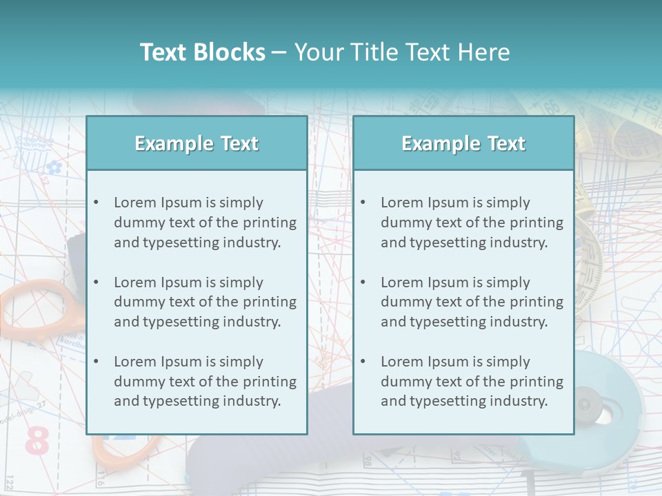 A Pair Of Scissors, A Tape Measure, And A Pair Of Scissors On A PowerPoint Template