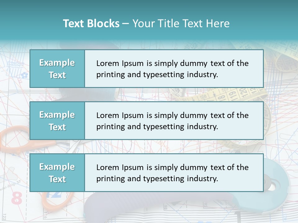 A Pair Of Scissors, A Tape Measure, And A Pair Of Scissors On A PowerPoint Template