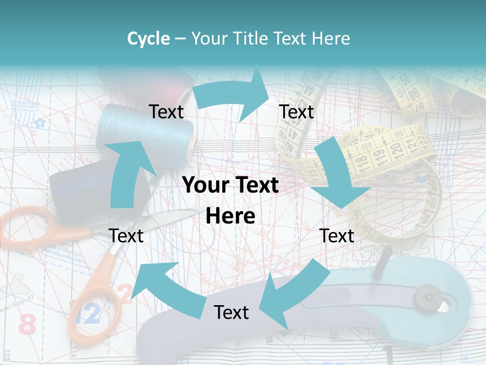 A Pair Of Scissors, A Tape Measure, And A Pair Of Scissors On A PowerPoint Template