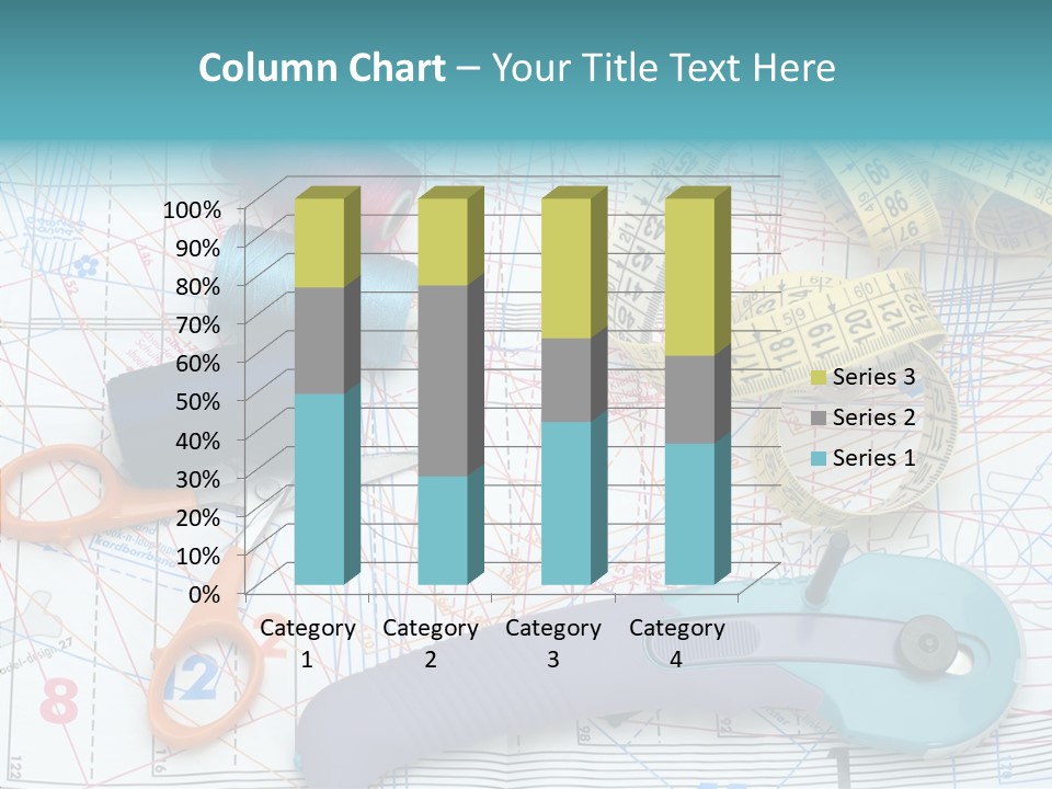 A Pair Of Scissors, A Tape Measure, And A Pair Of Scissors On A PowerPoint Template