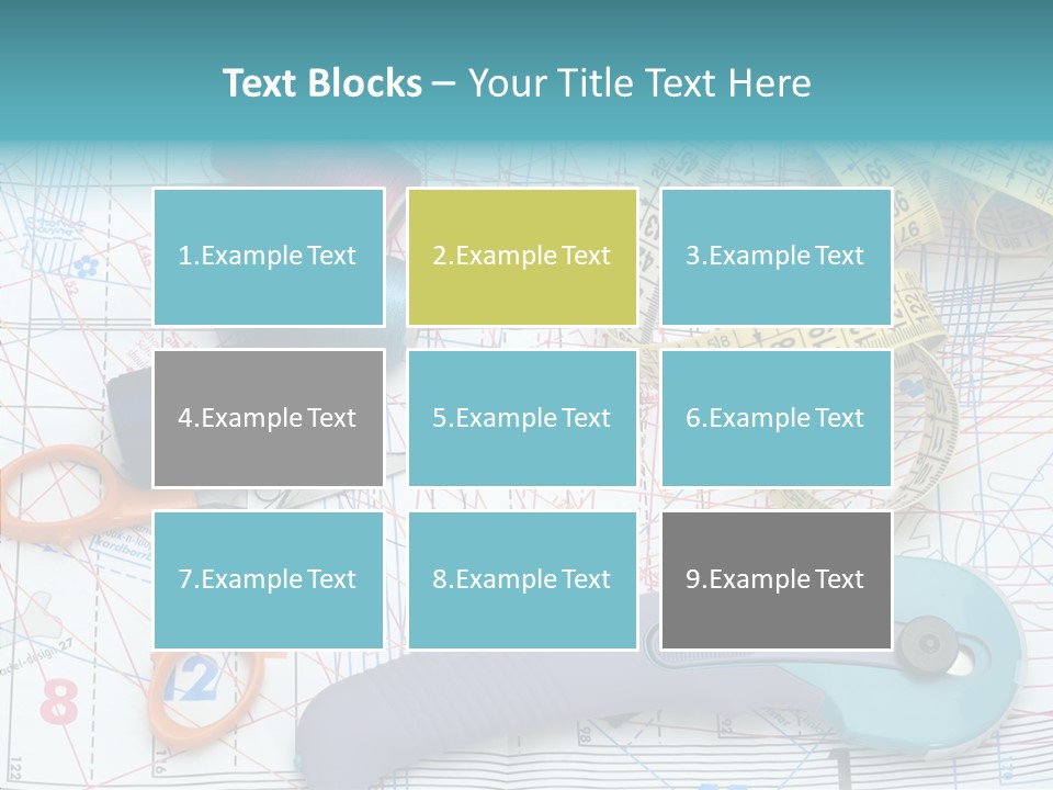 A Pair Of Scissors, A Tape Measure, And A Pair Of Scissors On A PowerPoint Template