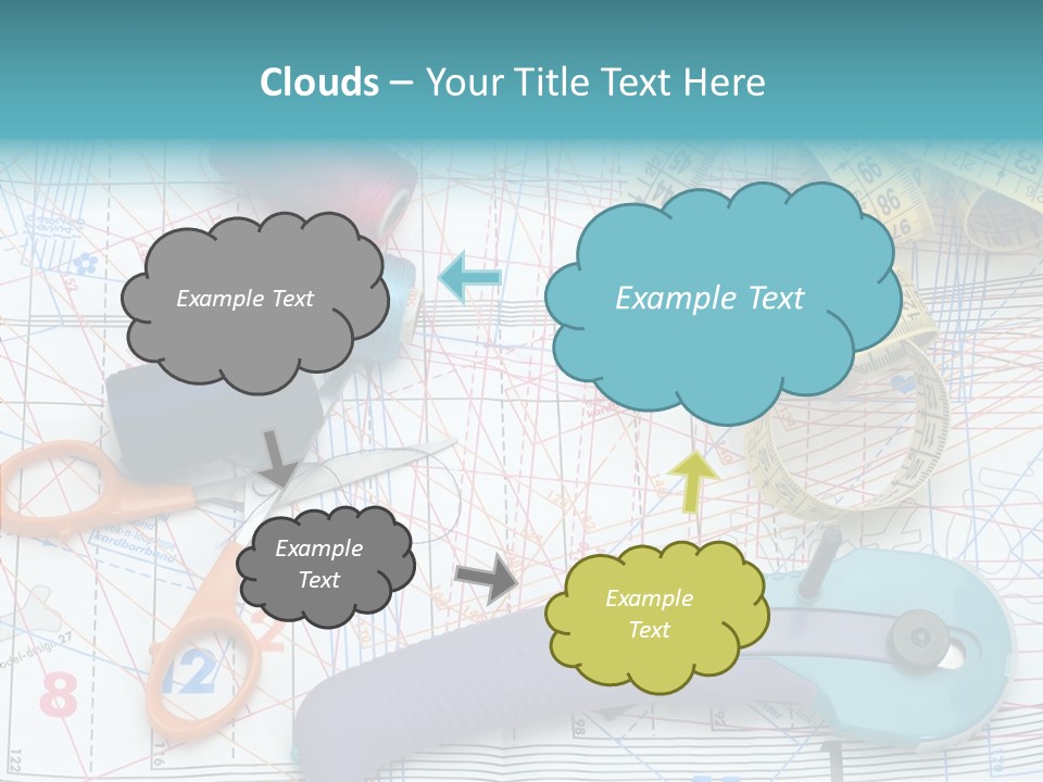 A Pair Of Scissors, A Tape Measure, And A Pair Of Scissors On A PowerPoint Template