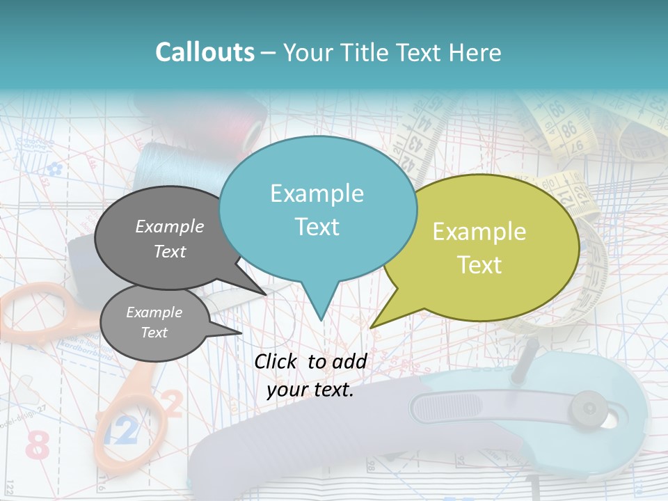 A Pair Of Scissors, A Tape Measure, And A Pair Of Scissors On A PowerPoint Template