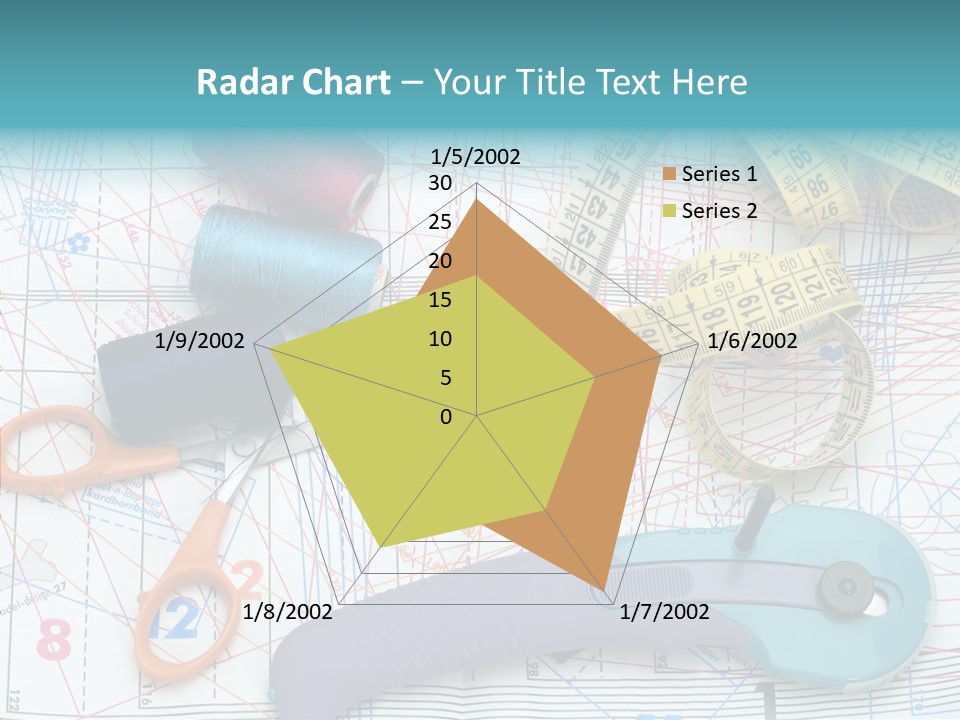 A Pair Of Scissors, A Tape Measure, And A Pair Of Scissors On A PowerPoint Template
