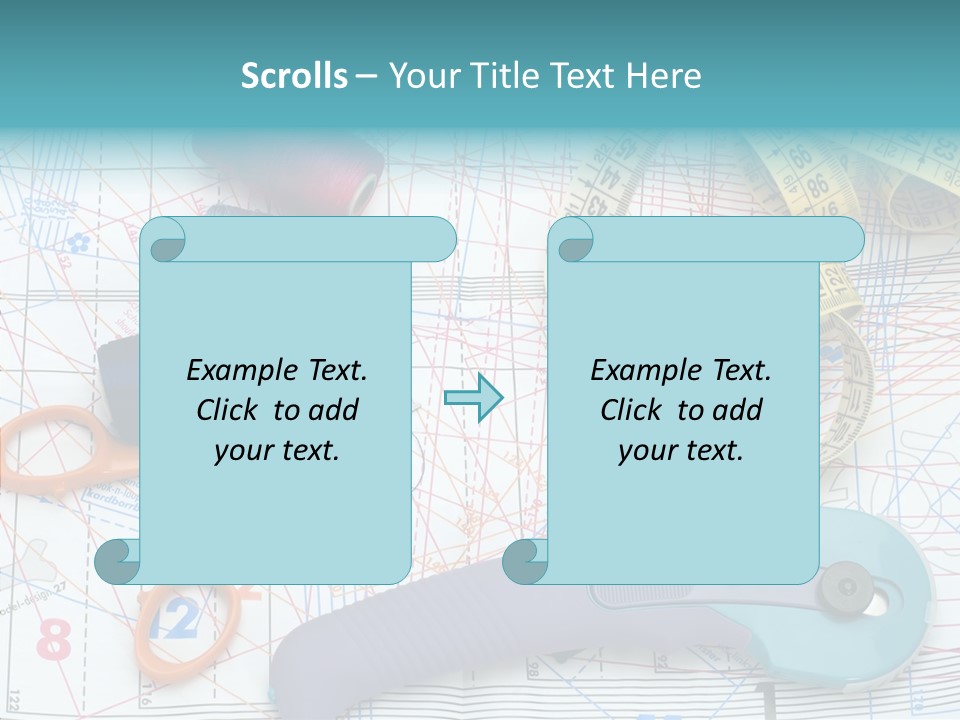 A Pair Of Scissors, A Tape Measure, And A Pair Of Scissors On A PowerPoint Template