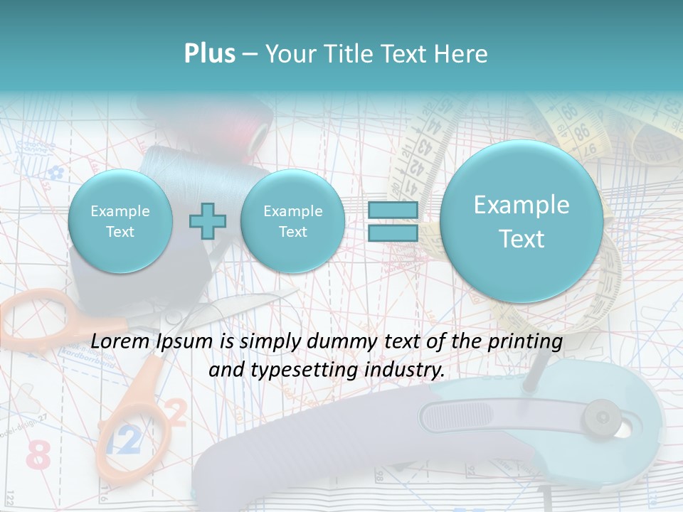 A Pair Of Scissors, A Tape Measure, And A Pair Of Scissors On A PowerPoint Template