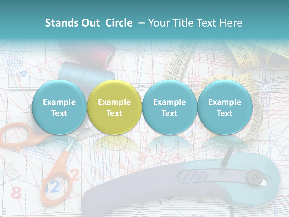 A Pair Of Scissors, A Tape Measure, And A Pair Of Scissors On A PowerPoint Template