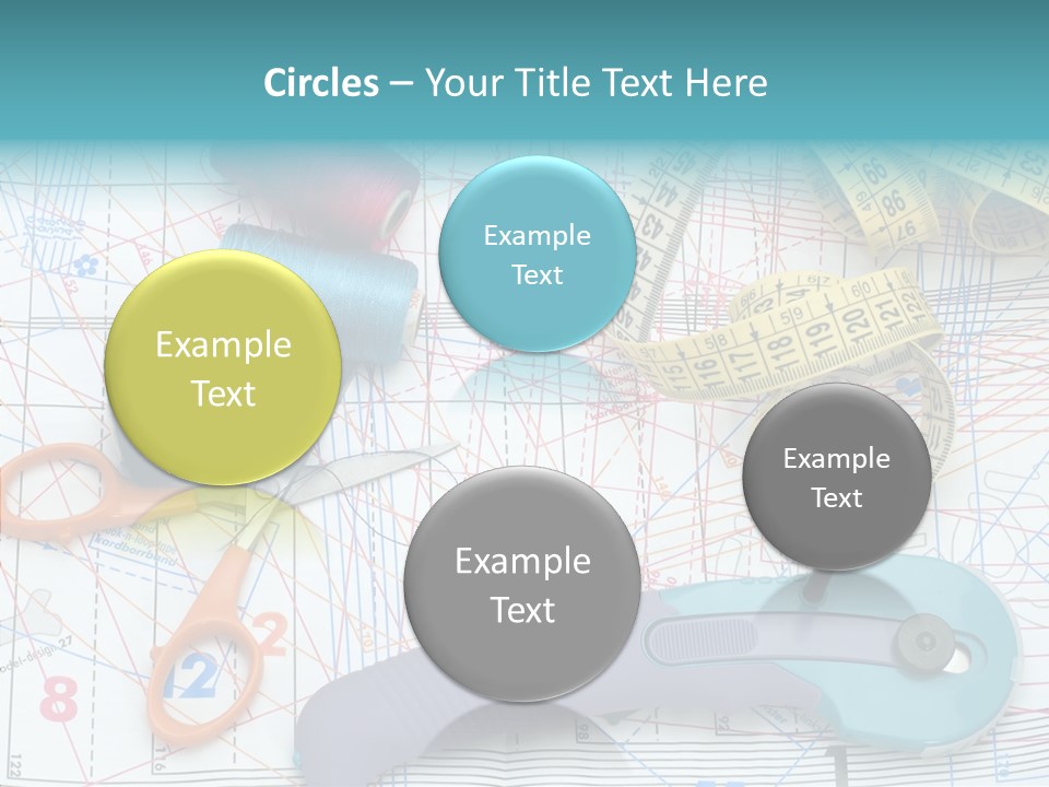 A Pair Of Scissors, A Tape Measure, And A Pair Of Scissors On A PowerPoint Template
