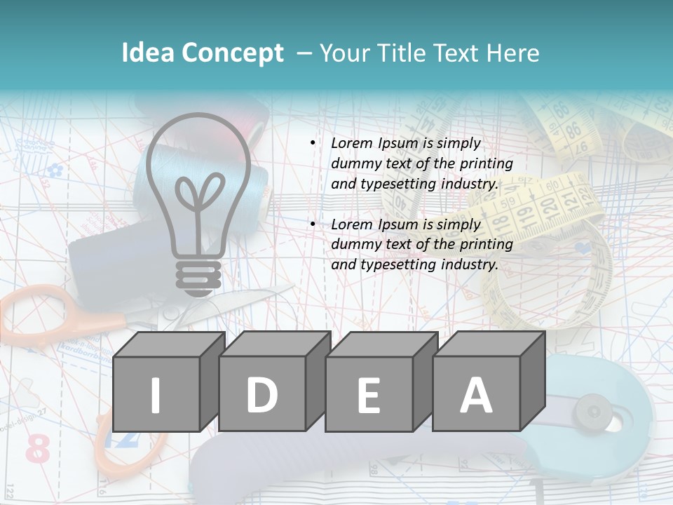 A Pair Of Scissors, A Tape Measure, And A Pair Of Scissors On A PowerPoint Template