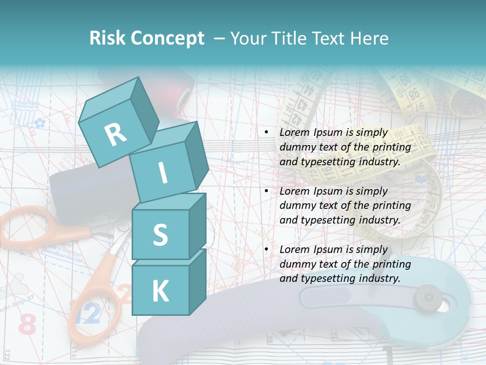 A Pair Of Scissors, A Tape Measure, And A Pair Of Scissors On A PowerPoint Template