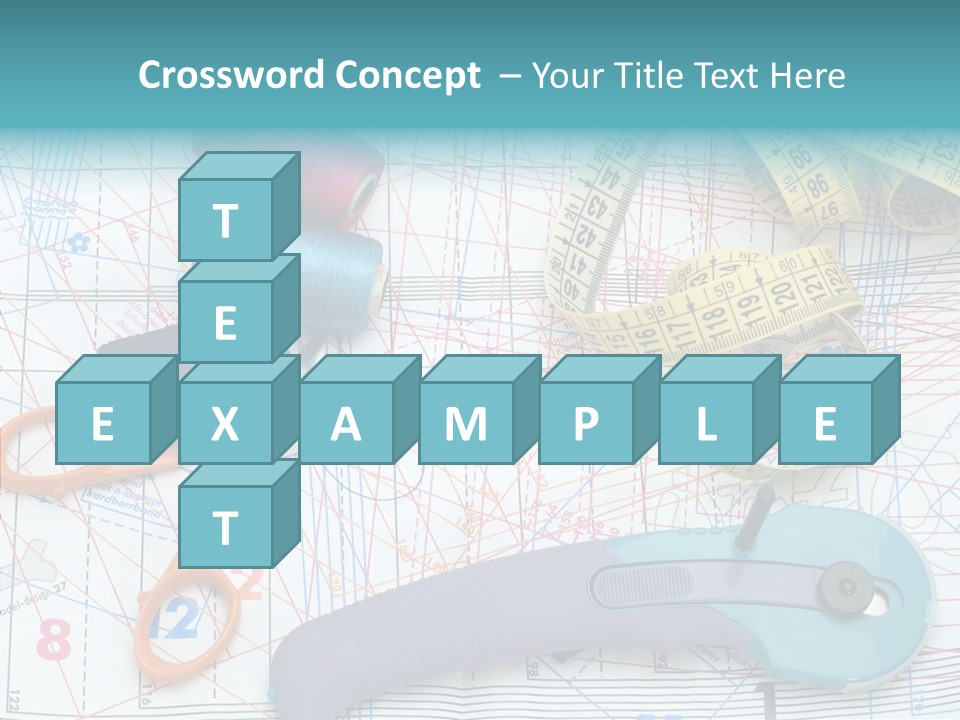 A Pair Of Scissors, A Tape Measure, And A Pair Of Scissors On A PowerPoint Template