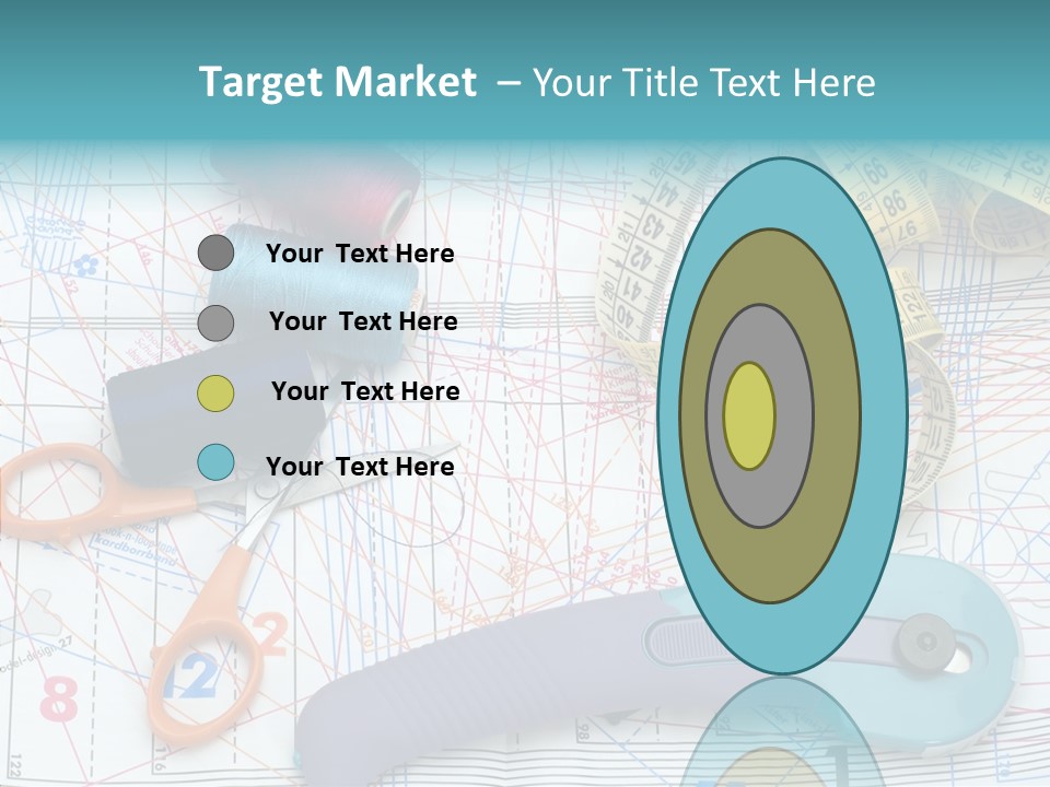 A Pair Of Scissors, A Tape Measure, And A Pair Of Scissors On A PowerPoint Template