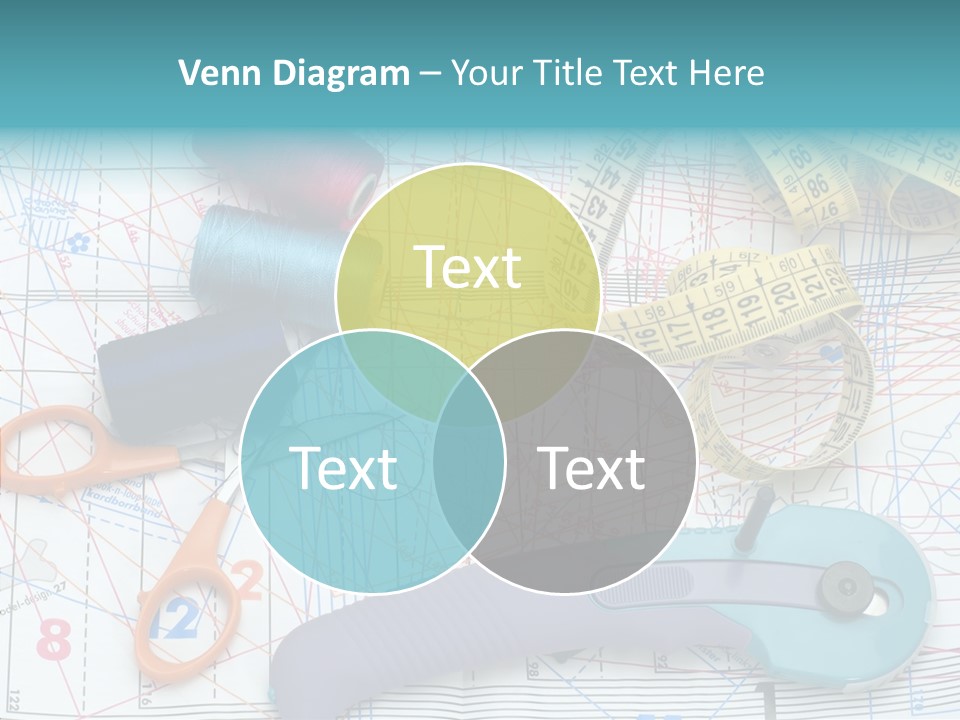A Pair Of Scissors, A Tape Measure, And A Pair Of Scissors On A PowerPoint Template