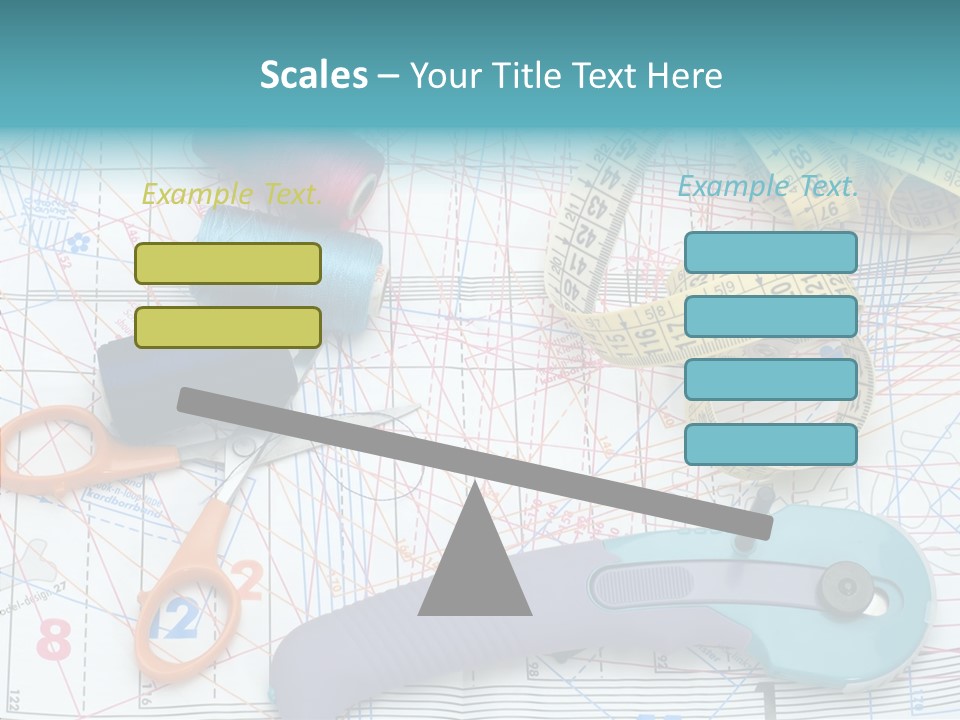 A Pair Of Scissors, A Tape Measure, And A Pair Of Scissors On A PowerPoint Template
