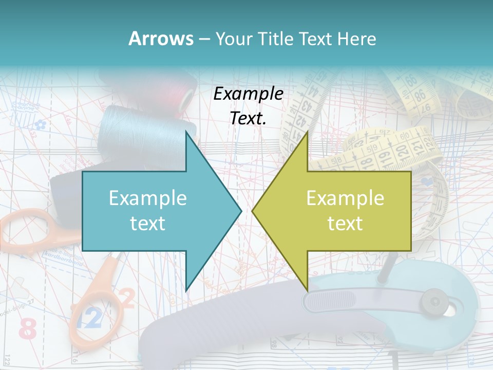 A Pair Of Scissors, A Tape Measure, And A Pair Of Scissors On A PowerPoint Template