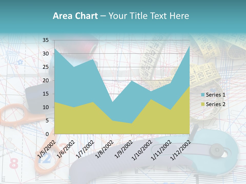 A Pair Of Scissors, A Tape Measure, And A Pair Of Scissors On A PowerPoint Template