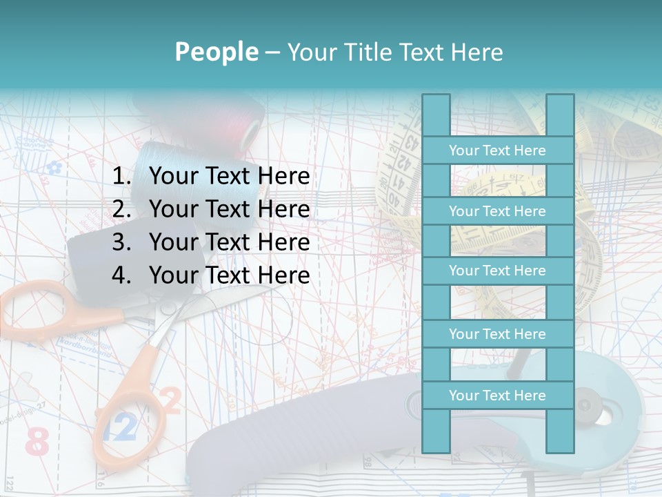 A Pair Of Scissors, A Tape Measure, And A Pair Of Scissors On A PowerPoint Template