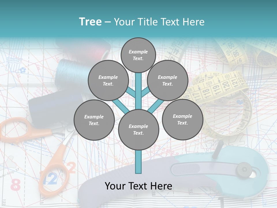 A Pair Of Scissors, A Tape Measure, And A Pair Of Scissors On A PowerPoint Template
