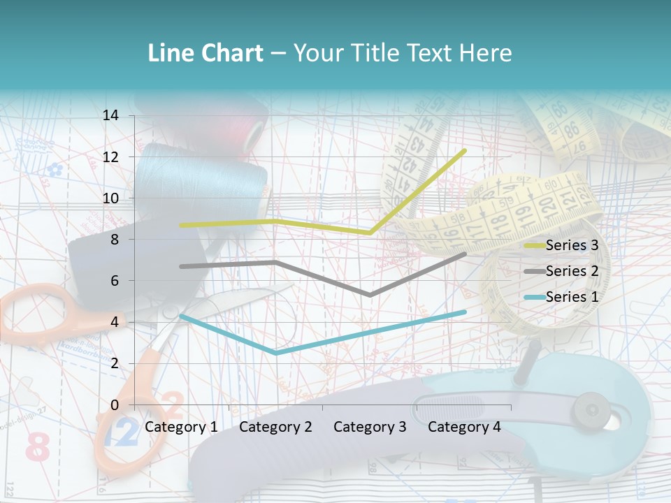 A Pair Of Scissors, A Tape Measure, And A Pair Of Scissors On A PowerPoint Template