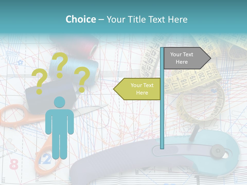 A Pair Of Scissors, A Tape Measure, And A Pair Of Scissors On A PowerPoint Template