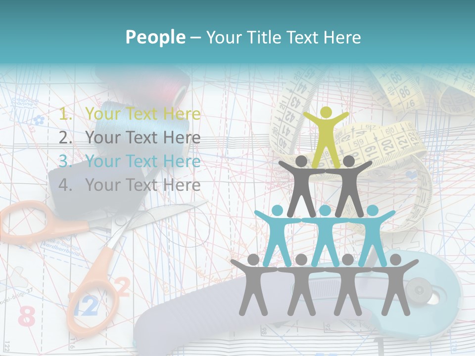 A Pair Of Scissors, A Tape Measure, And A Pair Of Scissors On A PowerPoint Template