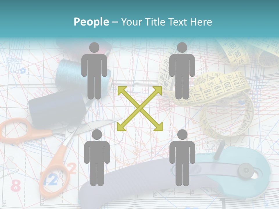 A Pair Of Scissors, A Tape Measure, And A Pair Of Scissors On A PowerPoint Template