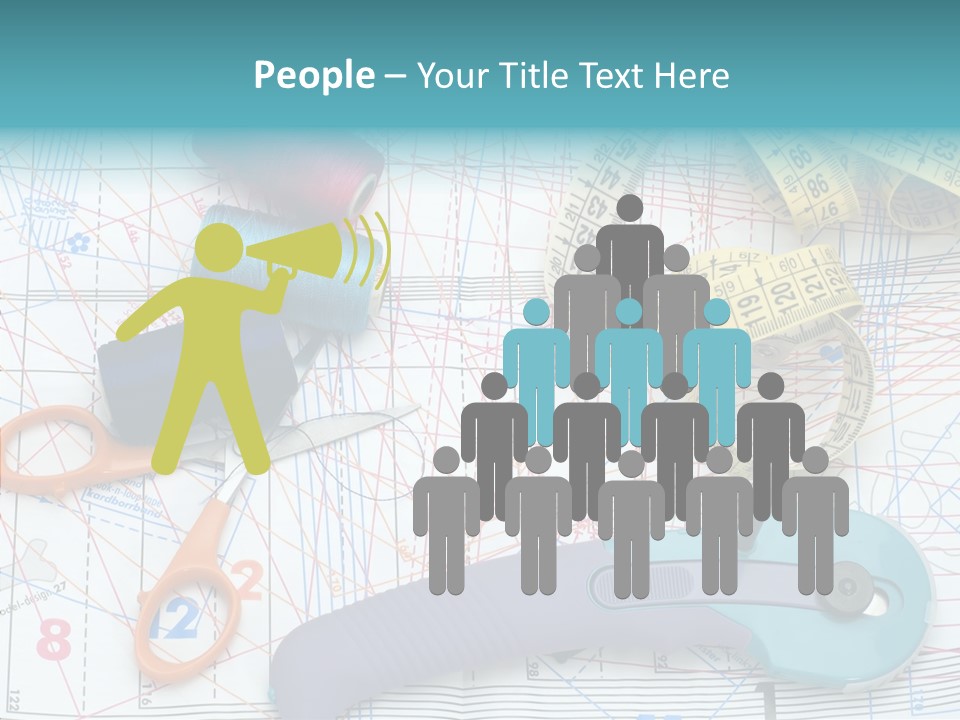 A Pair Of Scissors, A Tape Measure, And A Pair Of Scissors On A PowerPoint Template