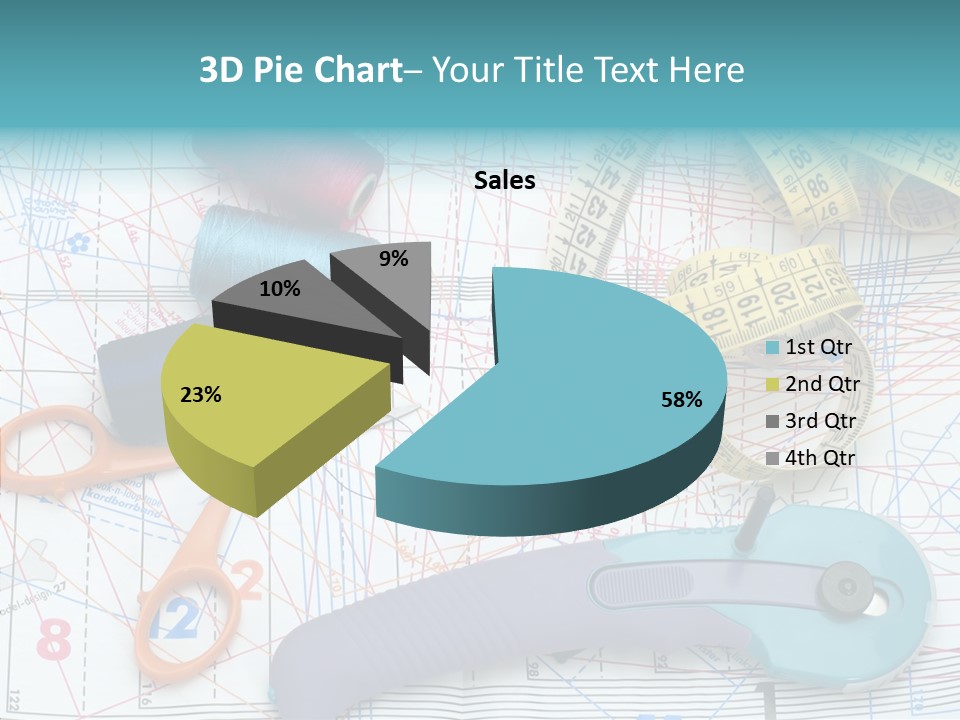 A Pair Of Scissors, A Tape Measure, And A Pair Of Scissors On A PowerPoint Template