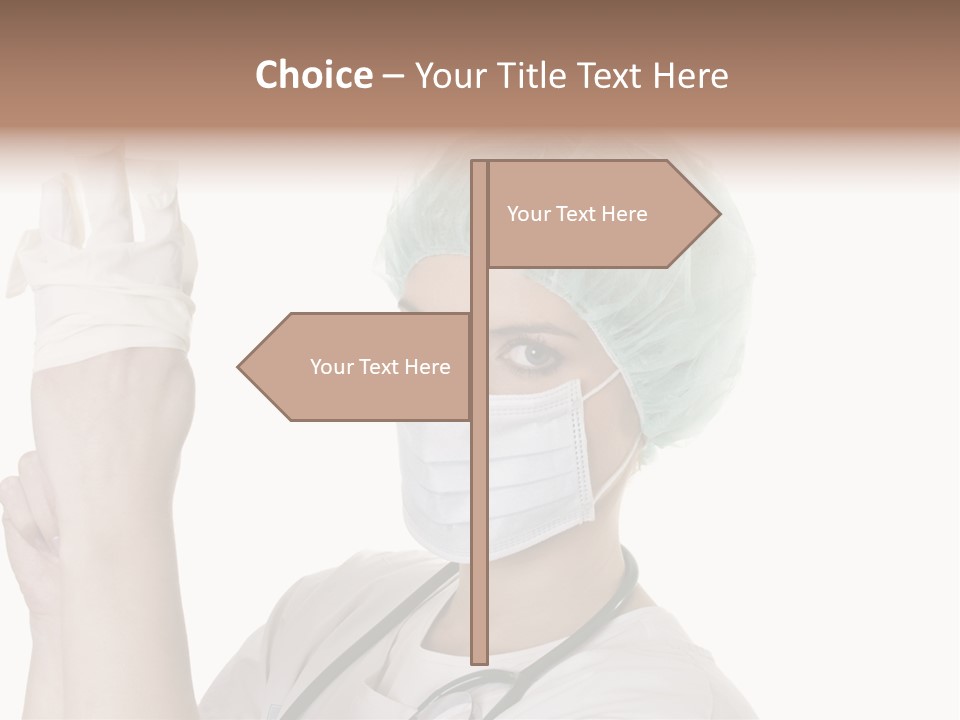 A Woman Wearing A Surgical Mask And Gloves PowerPoint Template