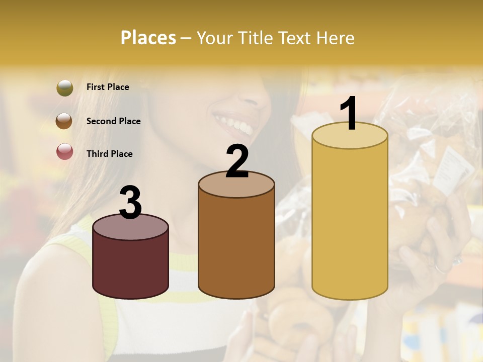 A Woman Holding A Bag Of Doughnuts In A Store PowerPoint Template