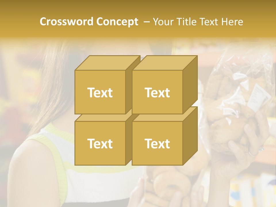 A Woman Holding A Bag Of Doughnuts In A Store PowerPoint Template